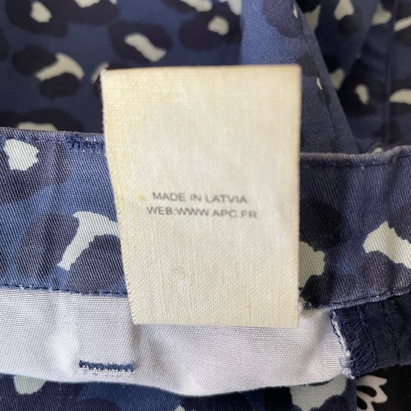 APC Rue Madame Paris 27 XS Cotton Blue Animal Print Straight Leg Jean Ankle Zip - Picture 11 of 12